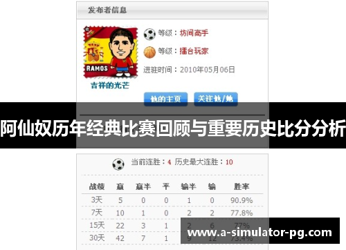 阿仙奴历年经典比赛回顾与重要历史比分分析